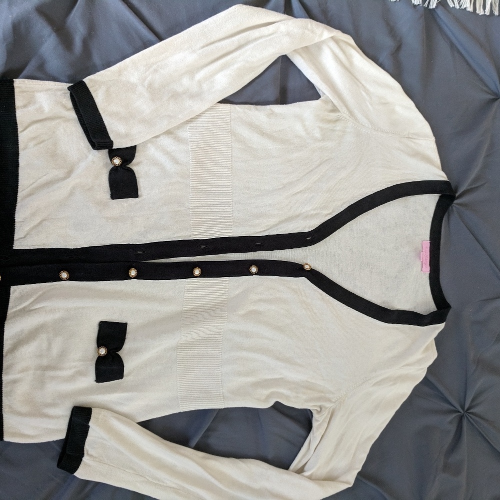 Lilly Pulitzer cream and black cardigan